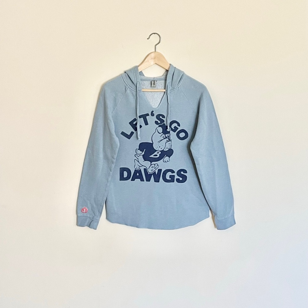 Butler University Bulldogs “Let’s Go Dawgs” Graphic Blue Hoodie Women’s Sz Small